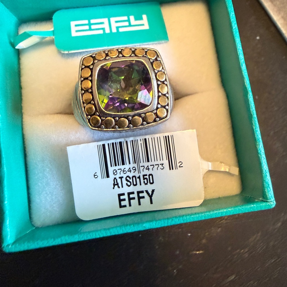 Effy Silver Ring with Multicolor Stone sz 7